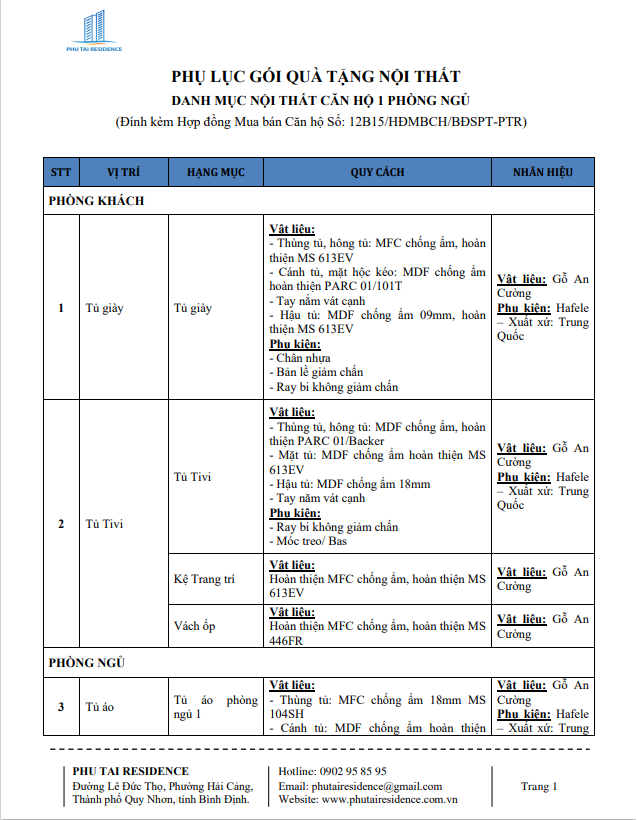 NOI THAT 1PN PHU TAI RESIDENCE