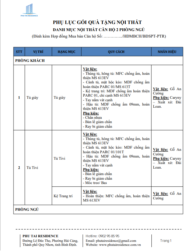 NOI THAT 2PN PHU TAI RESIDENCE