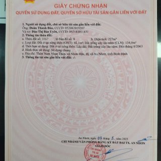 Lô đất đẹp Nhơn Hậu, An Nhơn 
